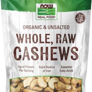 certified organic cashews, whole, raw and unsalted